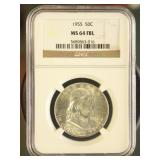 US Coins 1955 Franklin Half Dollar MS64FBL NGC