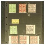 US Stamps Mint Kansas-Nebraska multiples on page,