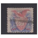 US Stamps #121 Used with crease, handstamp on back