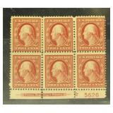 US Stamps #332 Mint NH Plate Block  of 6, CV $140