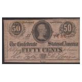 1864 CSA Currency $0.50 Note T-72 Confederate Stat