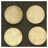 US Coins 4 Silver Franklin Half Dollars, Circulate