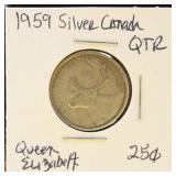 Canada Coins 1951, 1957 and 1959 Silver Quarters,