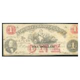 US Obsolete Currency $1 1862 Virginia Treasury Not