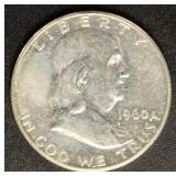 US Coins 1960-D Silver Franklin Half Dollar, uncir