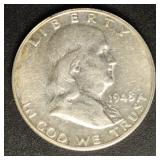 US Coins 1948 Silver Franklin Half Dollar, ms+