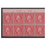 US Stamps #540 Mint NH Top Plate Block of 8, plate