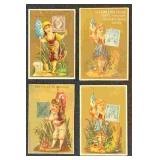 Stamp Related Trade Cards, nice group of four stam