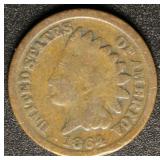 US Coins 1864 Indian Head Cent, bronze