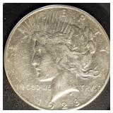 US Coins 1928 "S" Silver Peace Dollar, AU+, semi