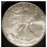 US Coins 2006 Silver Eagle, uncirculated with toni