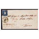 Sardinia Stamps #2 tied on Folded Cover with 1852