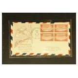 US Stamps #C21-C22 Blocks of 4, two envelopes with