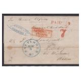 1855 USA transit cover Baltimore MD via Boston to