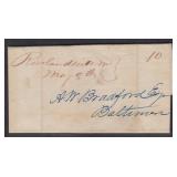 1843 Stampless Folded Letter SFL Rowlandsville MD