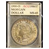 US Coins 1900-O Morgan Silver Dollar Graded MS65 b