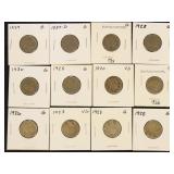 US Coins 40 Buffalo Nickels with dates, circualted