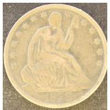 US Coins 1858-O Seated Liberty Half Dollar, circul