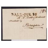 US Stampless Covers 1794 Folded Letter with Baltim