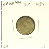 Great Britain Coins 1687 3 pence James II