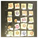 US Stamps Cut Squares, identified, 20 total