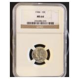 US Coins 1944 Mercury Dime MS64 NGC