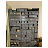 Metal Parts Bin/Organizer Cabinet w/contents(lg. assort. printing press parts)