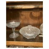 Eight antique pieces of lead crystal or cut glass glassware.