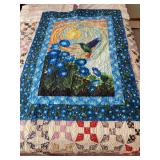 Hummingbird quilt, hummingbird lap quilt