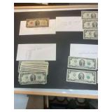 Two dollar bill collection.