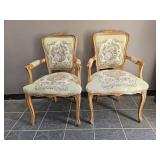 Vintage Carved Needle Point Arm Chairs