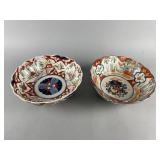 Large Atq Japanese Imari Hand Painted Bowls