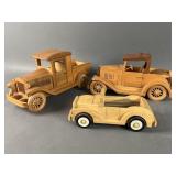 Three Wood Model Cars