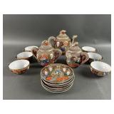 Kyoto Satsuma Gilt Moriage Porcelain Tea Set