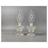 2 Vtg Clear Cut Glass Perfume Bottles