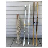 Two Pairs Of Cross Country Skis & Rope Hammock