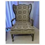 Vtg Green & Brown Patterned Armchair