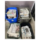 4 Bins Of Old Newspapers