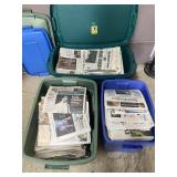 3 Bins Of Newspapers