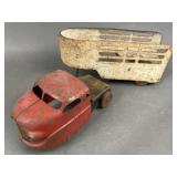 Vintage Wyandotte Red Truck & White Trailer