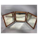 Antique 1885 Trifold Beveled Glass Dresser Mirror