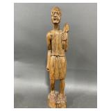 Vintage Wooden Sculpture Man On Walk