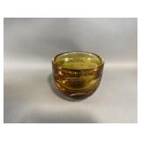 Amber Color Orrefors Glass Bowl