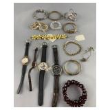 Vintage Bracelets & Watch Costume Jewelry Lot