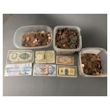 Huge Coin (Mostly Penny) & Paper Money Lot