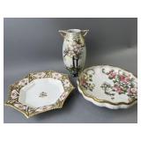 Gold Morriage Hand Painted Bowl Plate & Vase