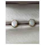 14K Gold Opal Stud Earrings.