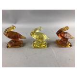 Vtg. Fostoria Glass Pelican Paperweights