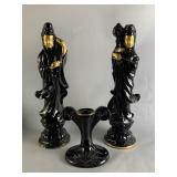 Fostoria Ebony Glass Chinese Figurines & More