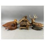 Wooden Home Decor: Cabin, Deer, & Ducks